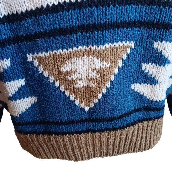 Women's PS Petite Small Sweater Vintage Lizwear Turtle Neck Geometric Pattern - Picture 3 of 9